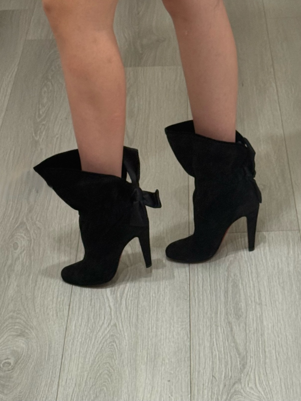 Christian Louboutin Kristofa 100 Black Suede Ankle Boots Size 37 - Picture 5 of 9